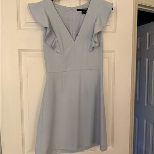 French Connection Blue Ruffled Flutter Sleeve Mini Dress